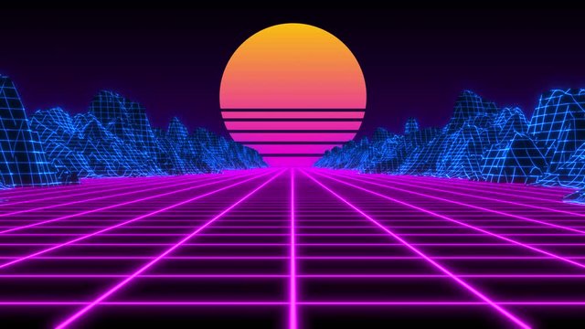 Synthwave/ vaporwave/ retrowave 80's neon VJ DJ background