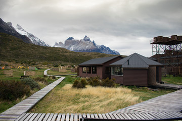 Paine Grande Refugio Campsite in Torres del Paine National Park, Chile