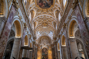 Fototapeta na wymiar Panoramic view of interior of The Church of St. Louis of the French