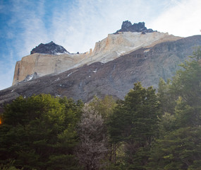 Cuernos Mountain Range at Sunrise in Torres del Paine National Park, Chile