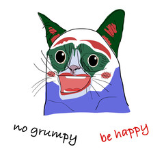 Happy cat vector isolated on white background. Colorful cat cartoon.