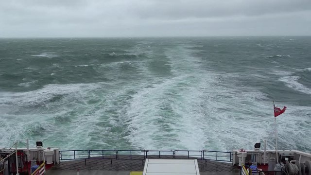 View from DFDS ferry in rough sea. Near Dover. UK
