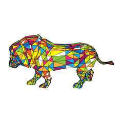 Abstract Lion Pop Art Isolated Images, Animal Background, Mosaic 