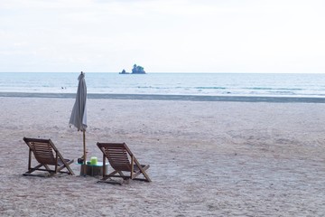 Chair on the beach in evening time