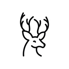 Black line icon for deer reindeer 