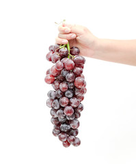 Red grapes on a white background