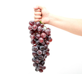 Red grapes on a white background