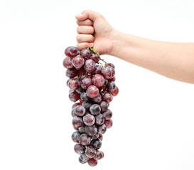 Red grapes on a white background