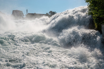 The Rhine Falls is the largest waterfall in Europe in Schaffhausen, Switzerland