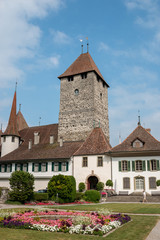 Fototapeta na wymiar View on Spiez Castle - living museum and park, Switzerland, Europe
