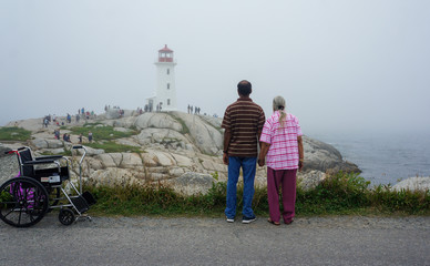 Mother & Son, love and caring, Lighthouse, East Coast of Canada