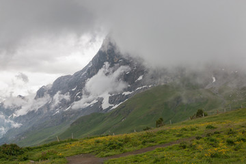 Fototapeta na wymiar View on mountains from Jungfraujoch station in alps in Lauterbrunnen