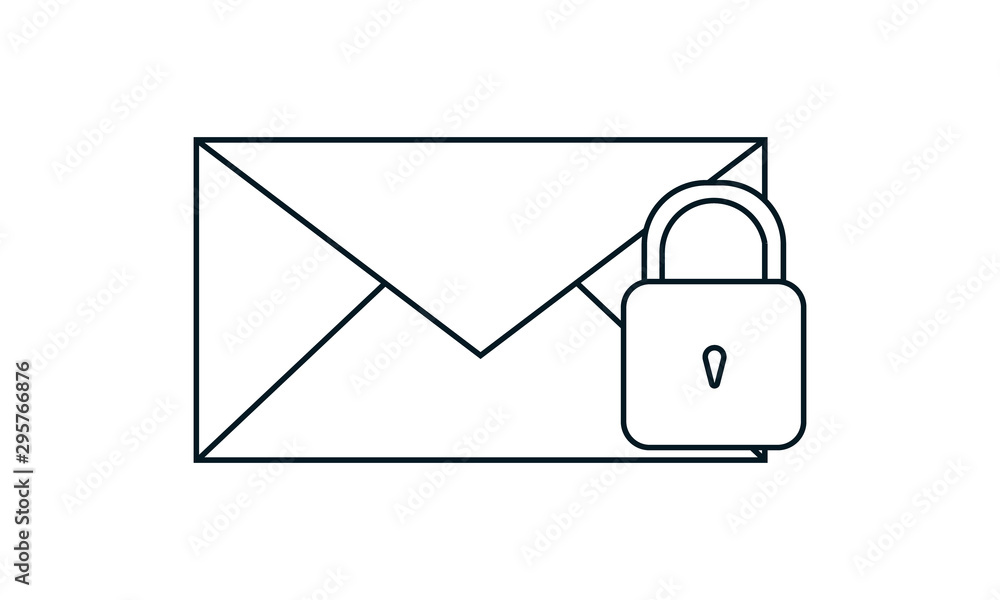 Poster locked email icon for secure and protected emails