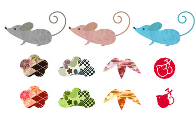 2020年　年賀状素材　ねずみ