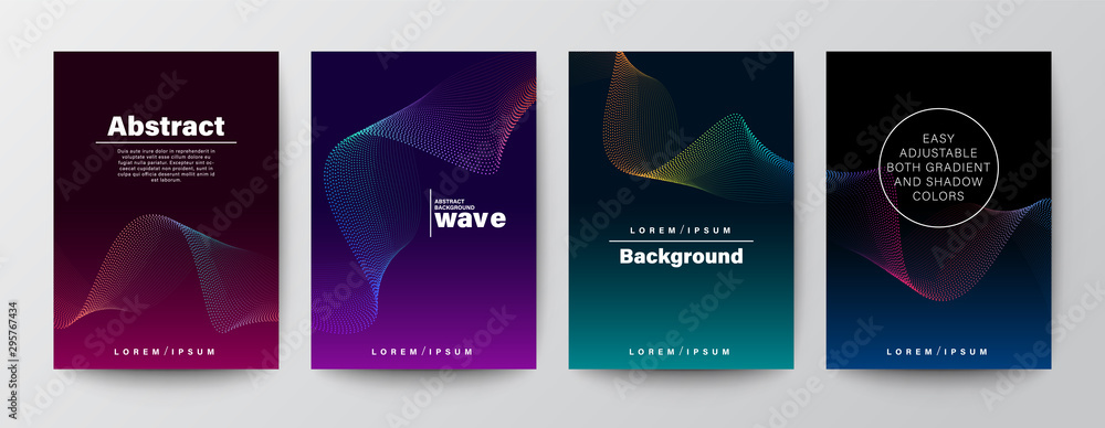 Canvas Prints set of abstract gradient colorful wave shape on dark background for brochure, flyer, poster, leaflet