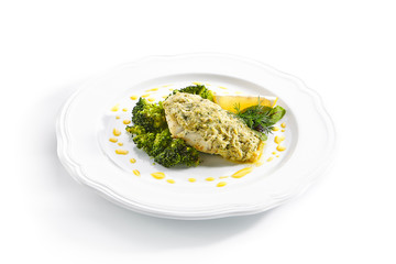 Pike Perch or Zander Fillet in Cream Sauce with Broccoli