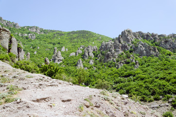 Fototapeta na wymiar stone columns in the mountains