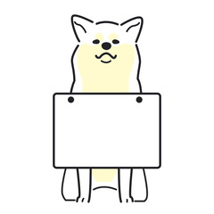 	犬　ポーズ　表情　１匹　看板　秋田犬