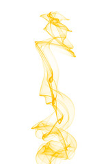 Abstract yellow smoke brush. Yellow cigar smoke on white background