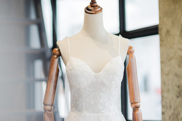 Beautiful and luxurious wedding dresses in the wedding venue