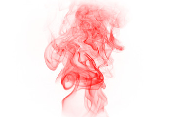 Red fire smoke isolated on white background