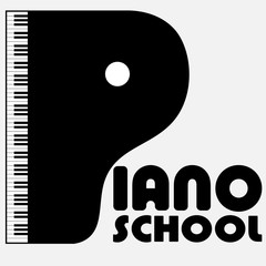 logo of a music school with a piano in the form of the letter p