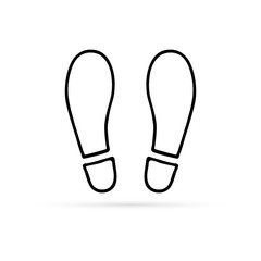 doodle linear footprint icon, hand drawing vector illustration