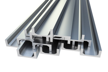 Steel metal profiles in u-bar shape - industry concept © andriano_cz