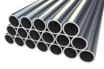 Steel metal profiles in pipe shape - industry concept
