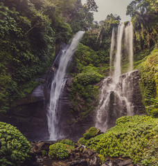 Beautiful tropical Sekumpul Waterfall in Bali, Indonesia
