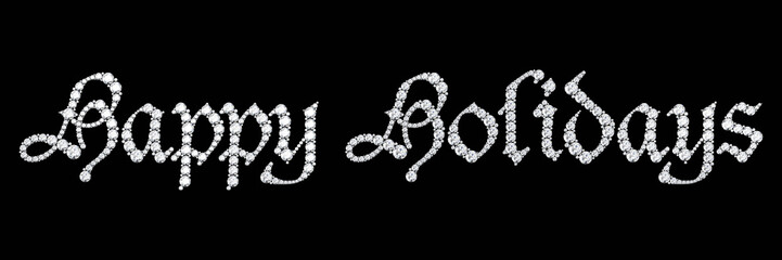 Happy holiday text from diamonds.3D rendering