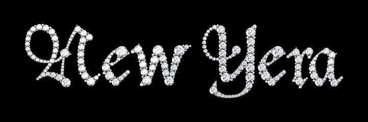 happy new year.text from diamonds happy new year.3D rendering - Illustration
