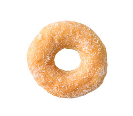 Fresh donut , hole and topping with sugar top view isolated on white background , clipping path