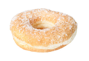 Fresh donut , hole and topping with sugar isolated on white background , clipping path