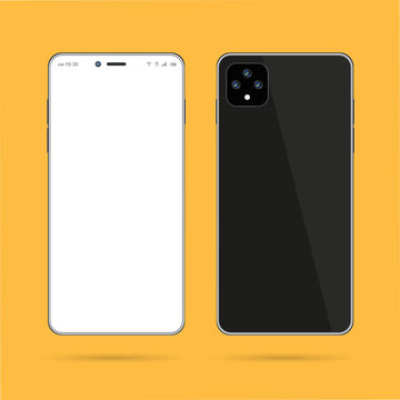 Smartphone mockup isolated on orange background