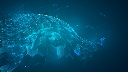 Naklejka premium abstract vector background with hexagons. landscape of the virtual world. 3d design