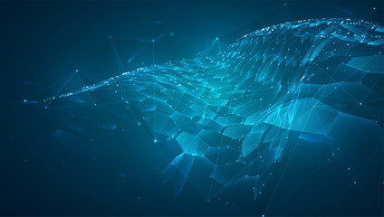 abstract vector background with hexagons. landscape of the virtual world. 3d design