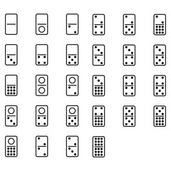 Domino dot icon set outline style full set isolated on transparent background