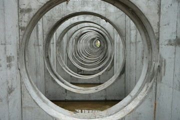 Drainage pipes for reinforced concrete Placed in a circle to prepare for construction
