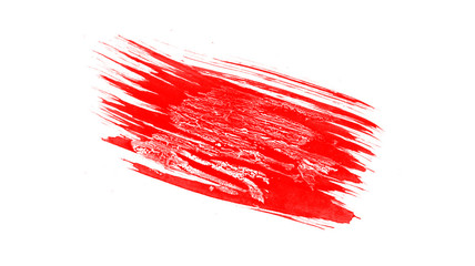 Red smear. Red paint brush isolated on white background