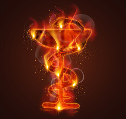 vector fire symbol. bright burning. on a dark background.