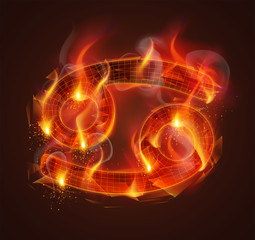 vector fire symbol. bright burning. on a dark background.