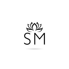 Initial letter SM logo template design. Minimal letter logo design