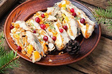 Pieces of fish roll