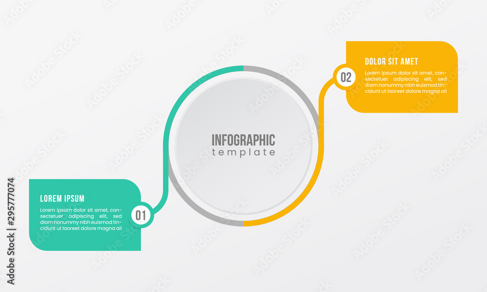 Sticker 2 point step option business infographic template presentation timeline circle shape line element, w