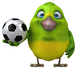 Fun green bird - 3D Illustration