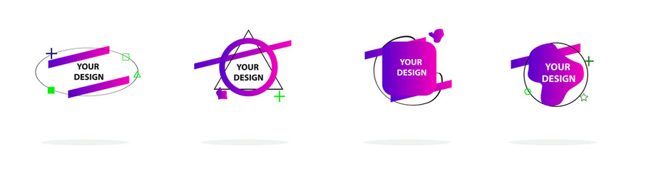 Set of modern abstract graphic elements. Gradient abstract banners with different shapes. Template for the design, logo, flyer banner, presentation. Vector illustration