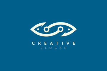 Abstract minimalist fish shape vector design. Simple fish design, flat logo style, modern icon and symbol.