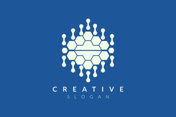 Vector design of brain style with various abstract shape. Simple brain design, simple logo style, modern icon and symbol.