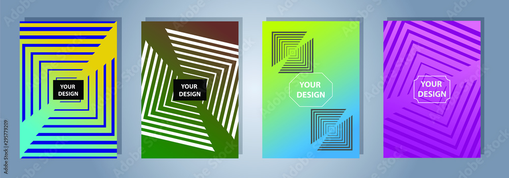 Poster set of abstract gradient banners. minimal style color background. template for wallpaper, mobile app